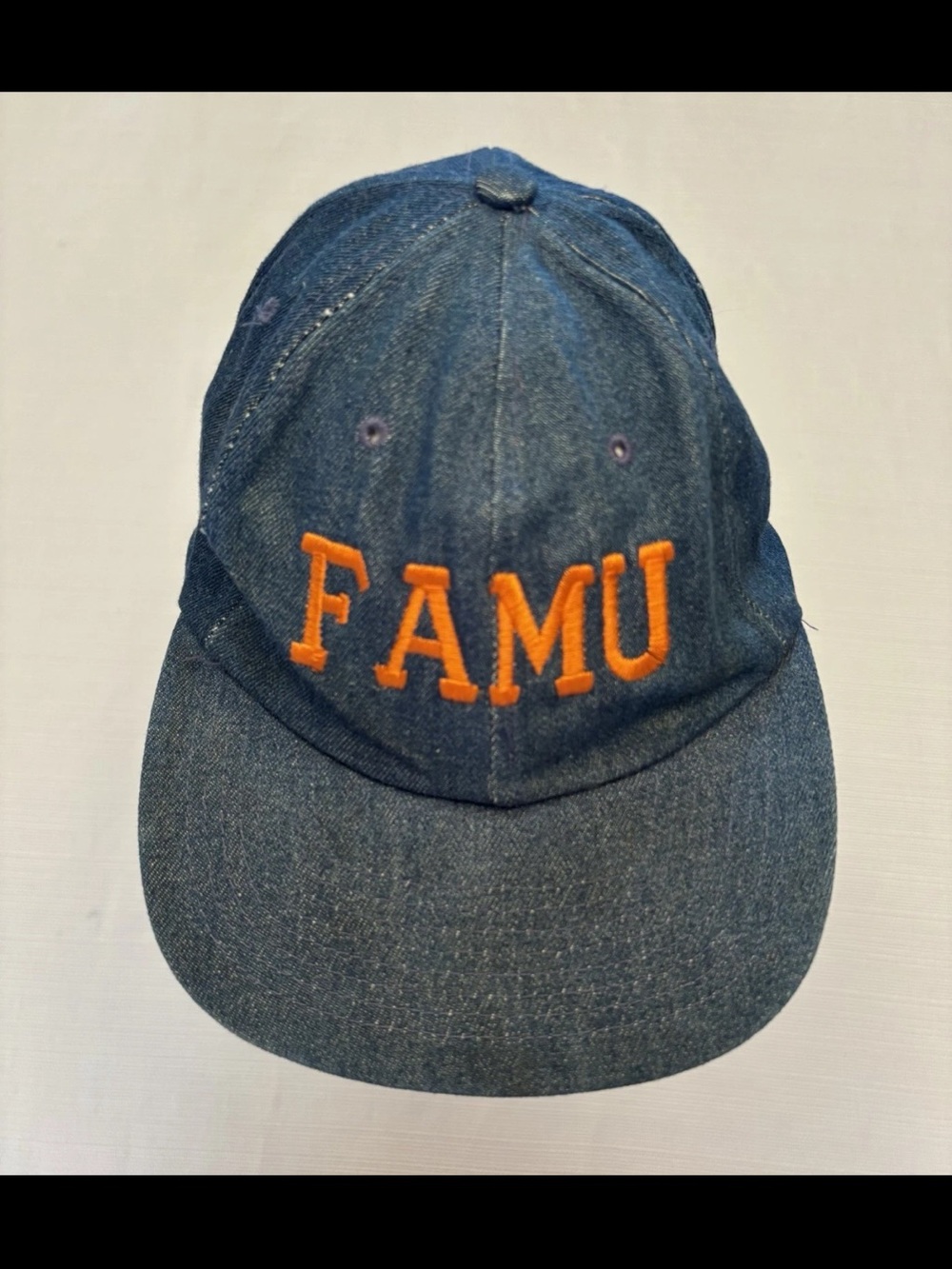Vintage 90’s Florida A&M FAMU Rattlers Denim & Orange Embroidered Adjustable Hat